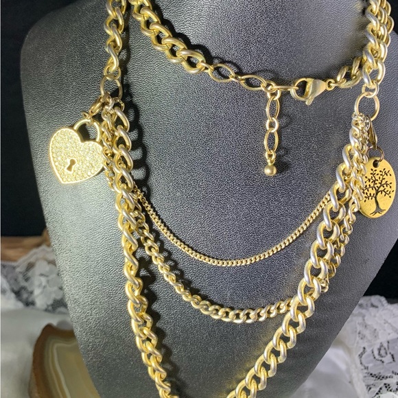 Origami Owl Gold Locket Necklace with Cross and Gem Accents - Picture 2 of 8